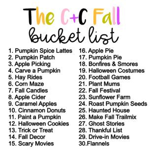 The C+C Fall Bucket List