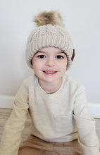Load image into Gallery viewer, Oatmeal Pop Pom Pom Beanie Hat