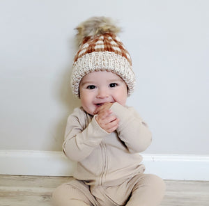 Pumpkin Spice Pom Pom Beanie Hat