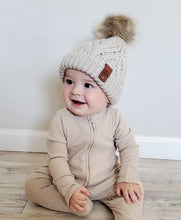 Load image into Gallery viewer, Oatmeal Pop Pom Pom Beanie Hat